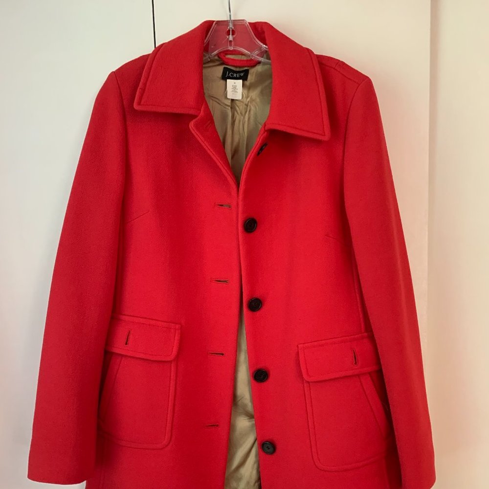 J.Crew Wool Red Lady Day Coat, SZ 12